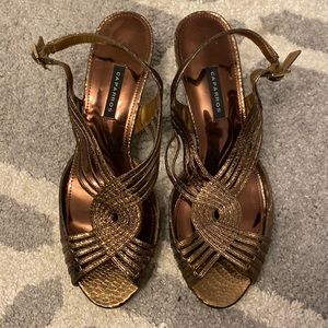 Caparros Bronze Heeled Sandal; Size 8